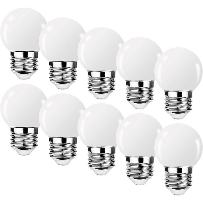 Ampoule LED E27 3W G45 Ampoule LED 3W Mini Globe Golfball E27 G45 Ampoule Blanc Chaud Angle de faisceau 360° Non Dimmable Lot de 10