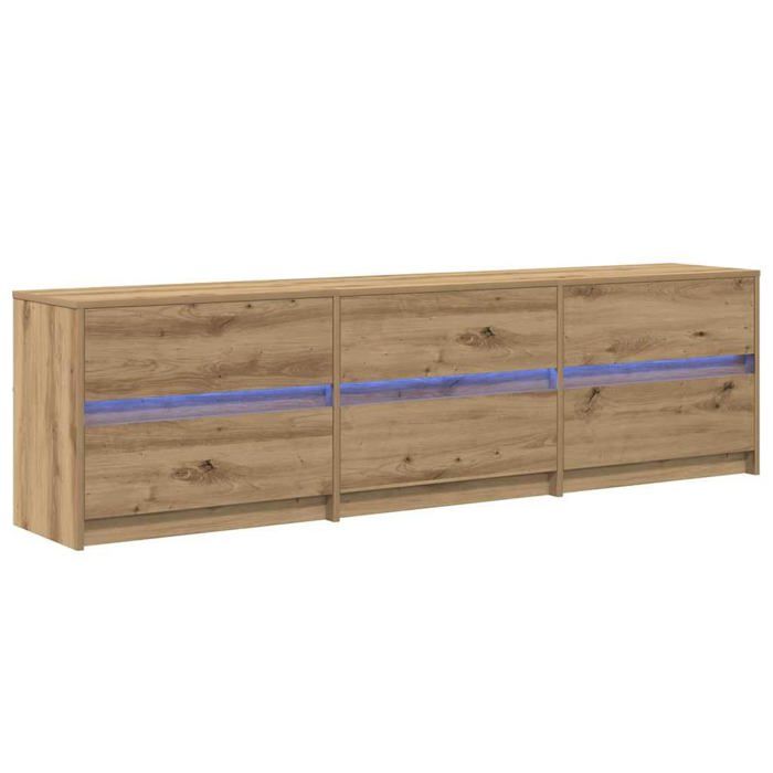 Meuble TV rustique - vidaXL - Chêne Artisanal - 180x34x50 cm - Bois dingénierie - 6 tiroirs - Facile à nettoyer