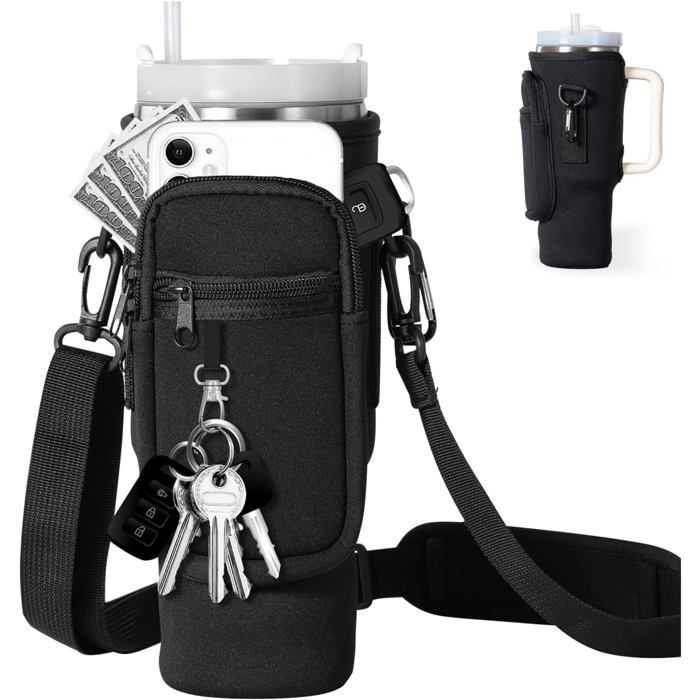 Porte-bouteille avec sac poche pour bouteille Stanley Cup 100 ml sac à bouteille deau avec poignée bandoulière réglable...