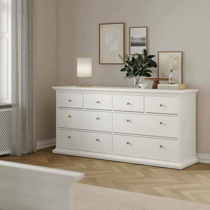 Commode Asiagela Dmora en Bois Mélaminé Blanc 48.5x183.4x86.88h cm Commode Asiagela Dmora en Bois Mélaminé Blanc 48.5x183.4x86.88h cm