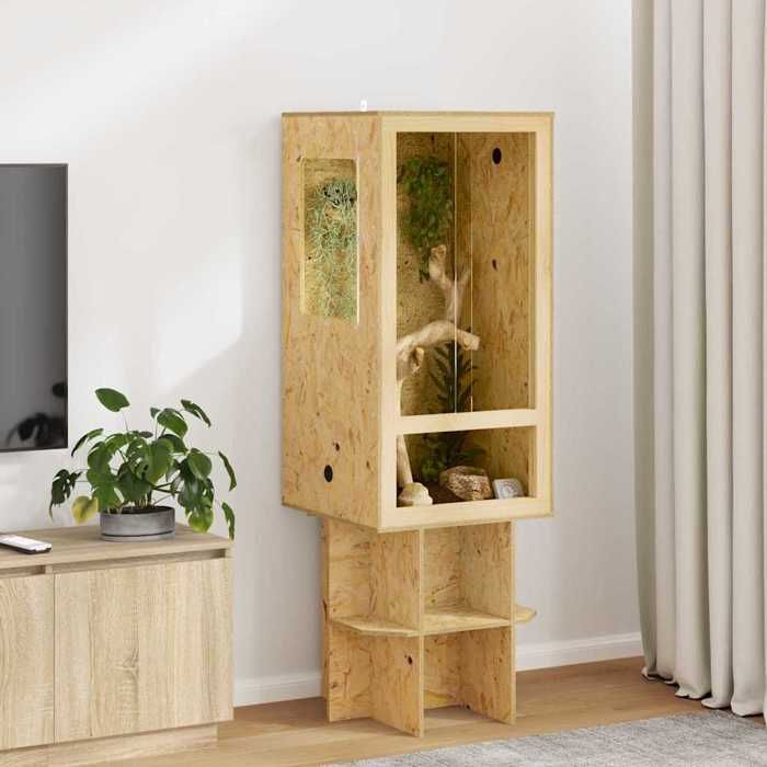 Marron Terrarium Durable - Résistant aux rayures - Marron 50 x 50 x 100 cm OSB A2763