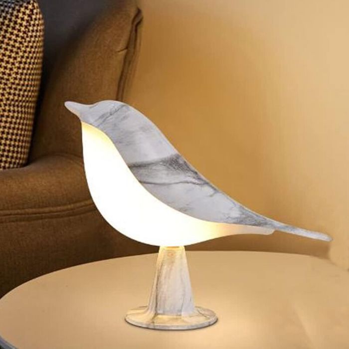 Lampe oiseau tactile - MICH - Tricolore - Luminosité réglable - Design détachable - Marbre - 1 pièce - Veilleuse