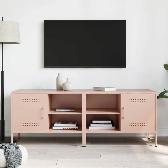 HOT SALE®Jeu de Meubles TV 2 pcs banc TV meuble hifi vidaxl TABLE TV rose 68x39x50 5cm acier - M3004924