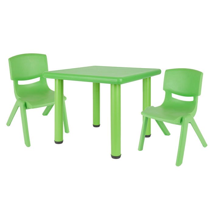 Bieco Table enfant avec 2 chaises  Pour intérieur et extérieur  Ensemble table et chaises empilable et anti-basculement  Table