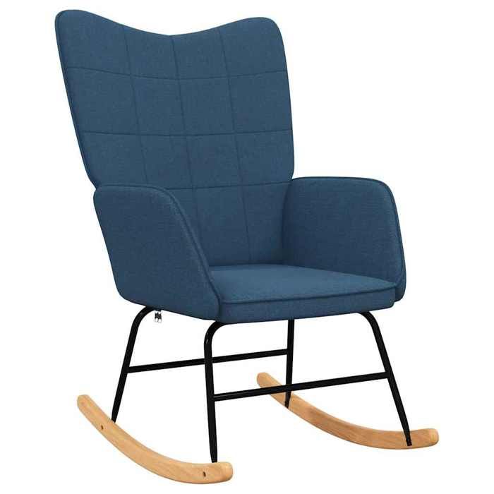Fauteuil Allaitement - Bleu - Chaise à bascule - Rocking Chair - avec tabouret - Bleu Tissu 61x78x98 cm F1474