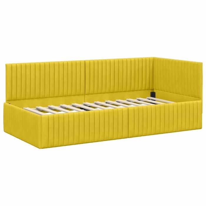 Lit 90cmx190cm - VIDAXL - Cadre de lit dangle MODERNE - Jaune 90 cmx190 cm Velours L16756