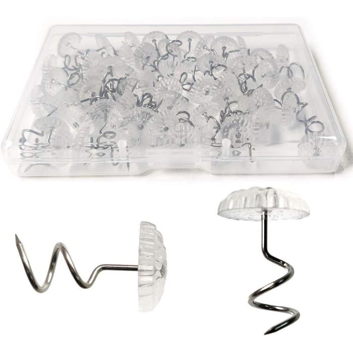Épingles torsadées tête transparente 50 pièces fixation literie rideaux housse canapé