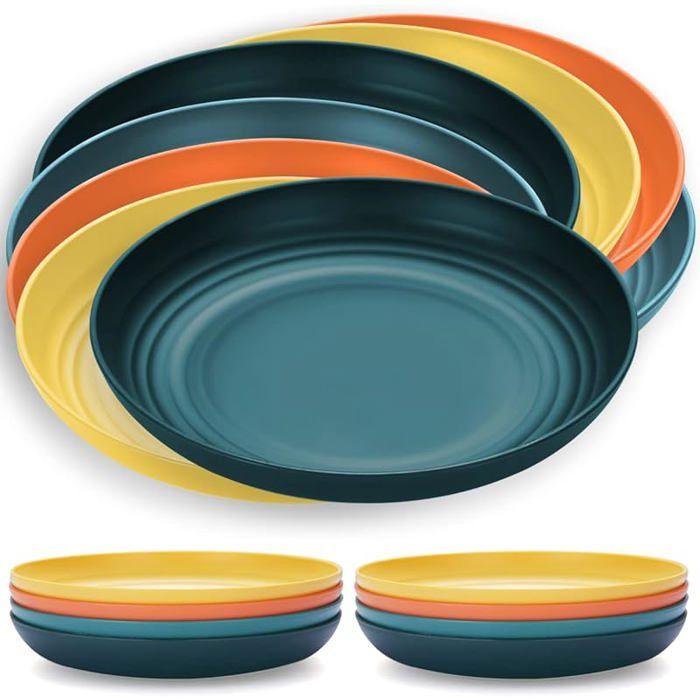 23cm Assiettes Service de Table 8pcs vaisselle et arts de la table Non fragile et léger 1 Mélange de Couleurs SALADIER