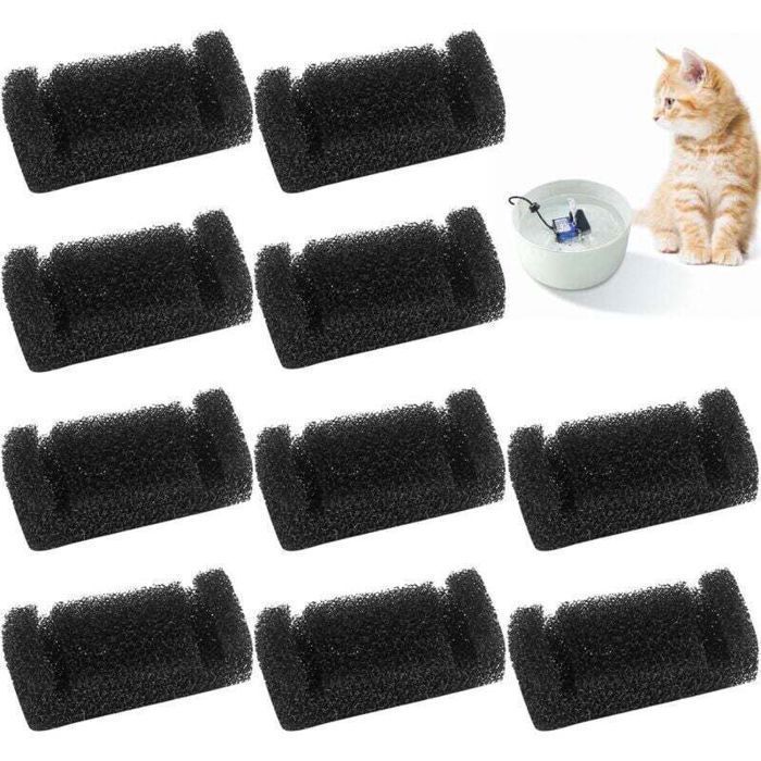 10pcs filtres mousse  – pour fontaine à eau chat – anti-poussière et poils – 65x3x3 cm