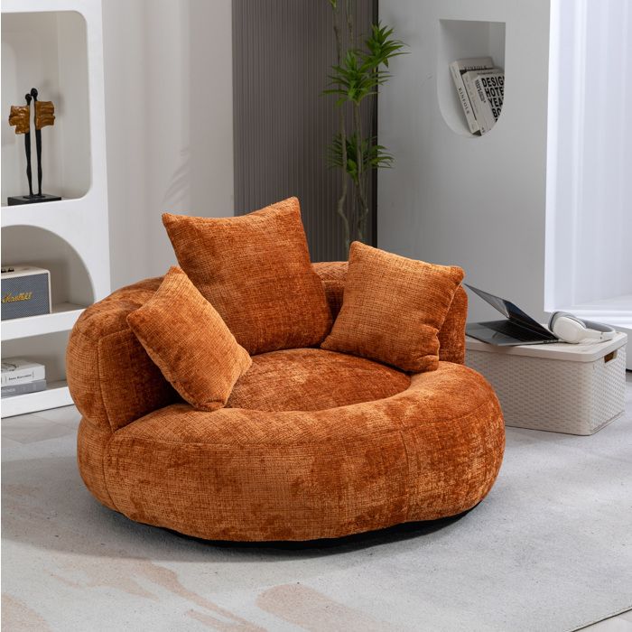 Fauteuil lounge 1 place compressé avec dossier haut - MEUNIQ - 3 coussins accoudoirs chenille orange