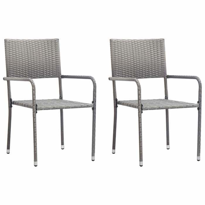 COCO Chaise à dîner de jardin empilable lot de 2 gris résine tresséeavec manuel de montage(nuq76s)Vidaxl