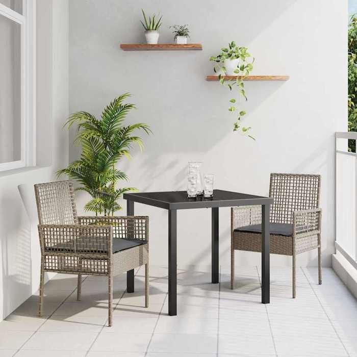 Gris Chaise de jardin 2 pcs Gris 55x53x85 cm polyrotin - Siège de balcon LV65929