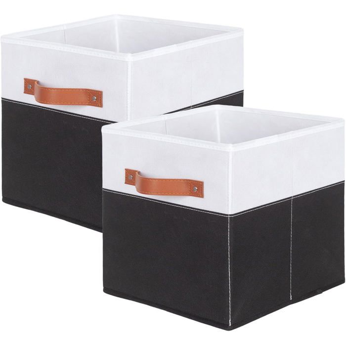 Boîte De Rangement En Tissu Lot De 2 Tiroirs De Boîte De Rangement En Tissu Pliable Avec Poignée Pour Rangement Armoire Et J[F238]