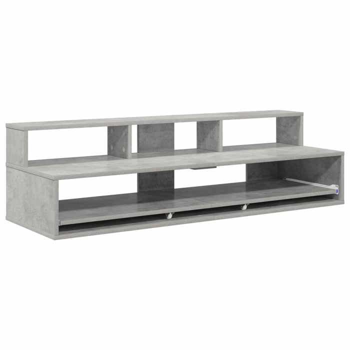 Bureau de studio - Bois dingénierie - Rangement - Gris béton - 152x42 5x36 cm