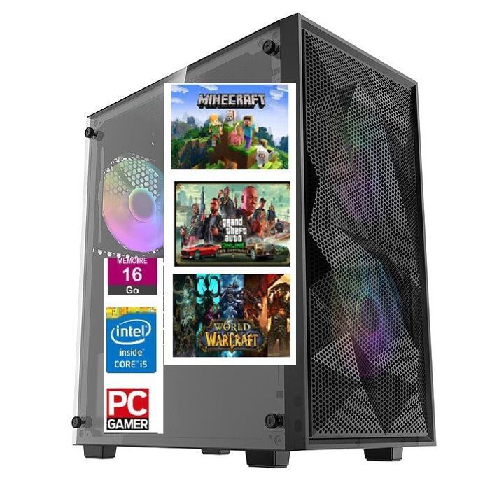 PC Gamer Fixe – Intel Core i5 16 Go RAM DDR4 SSD 512 Go GTX 1050 Wi-Fi Windows 11 (TPM 2.0) – Idéal Gaming 1080p