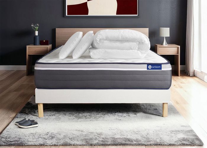 Ensemble Sommier Matelas Matelas Actilatex Plus 140x190 Cm Latex Memoire De Forme Sommier Kit Blanc Achat Vente Ensemble Literie Cdiscount