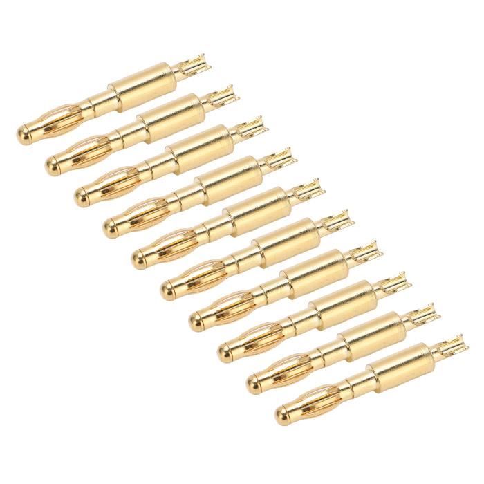 Connecteurs Banane 2.5mm - Lot De 10 Mâles/Femelles, Cuivre Doré, Pour Moteurs RC, ESC, Audio