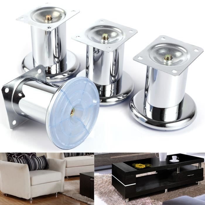 1 x CHROME pieds Plinthe Jambe Canapé Lit Gris armoires meubles réglable 150 mm