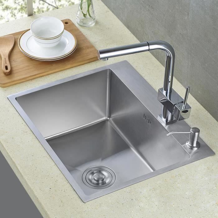 Evier De Cuisine 1 Bac 55x45cm Evier Inox Brosse En Acier Inoxydable 304 Pour Cuisine Achat Vente Evier De Cuisine Evier De Cuisine 1 Bac 55x45cm Evier Inox Brosse En