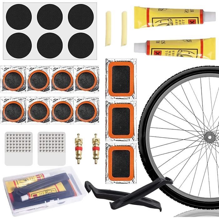 Lot de 27 Kit de Réparation Pneus de Vélo, Kit de Réparation de Chambre à  Air, Rustine Vélo, Kit Reparation Pneu Crevaison Vél[79] - Cdiscount Sport