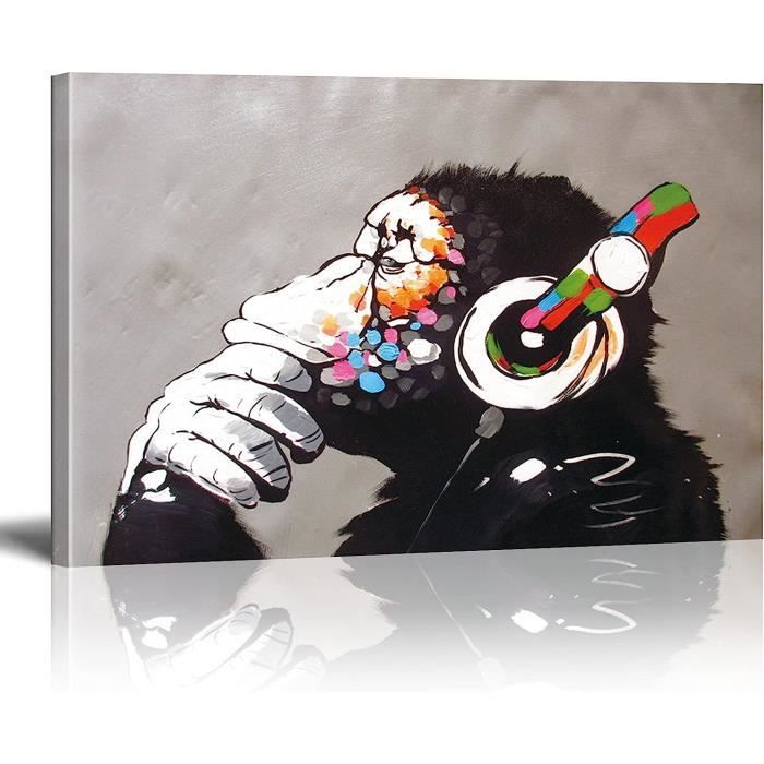 Impression sur toile Graffiti singe moderne Pop Art abstrait affiche  peinture peinture murale avec cadre 20x30cm[4409] - Cdiscount Maison