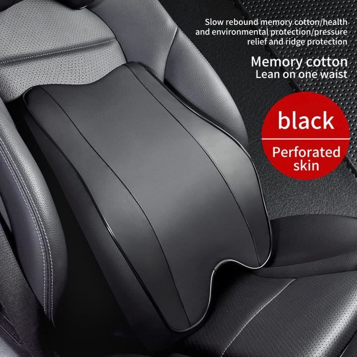 Oreiller De Cou Mémoire De Forme ECTY Pour Voiture, Bureau Et Maison – Cuir Noir – 1 Pièce