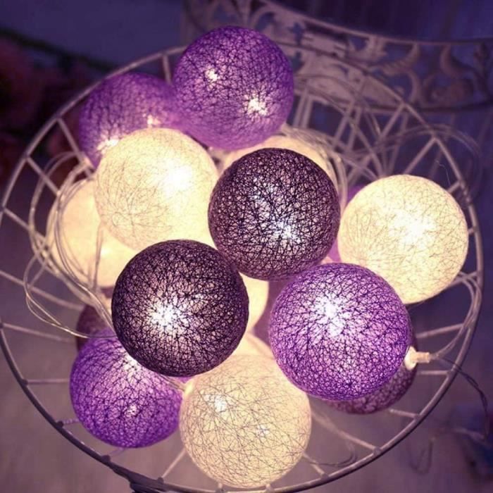 Guirlande lumineuse LED - 20 boules de coton - Cdiscount Maison