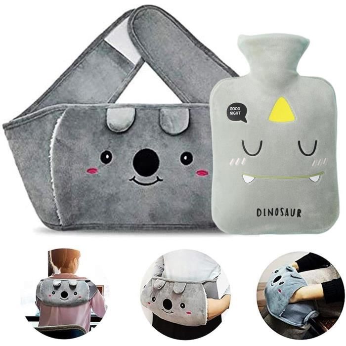 Bouillotte D’eau Chaude 2L Avec Housse En Peluche Douce - Gris - Adulte - Neuf