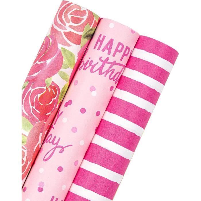 Rouleau De Papier Cadeau D'anniversaire, 43 Cm X 15 M, Papier Kraft Recyclable Imprimé à Pois, Pour Anniversaires, Mariages, Noël Et Décorations De Fêtes