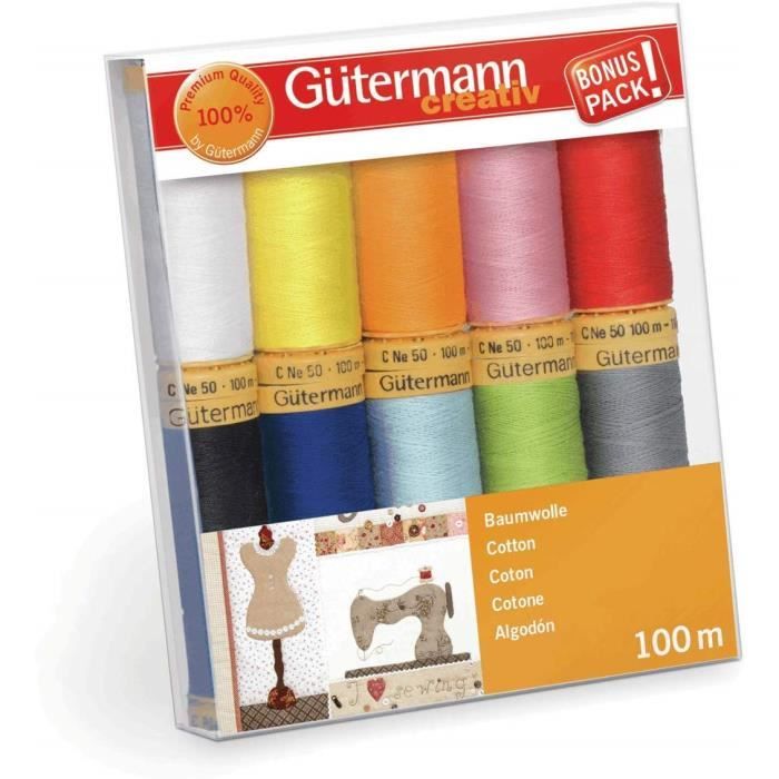 main coudre Quilting 332 Bleu Gütermann Fil 100 M Bobine 100/% Coton Machine