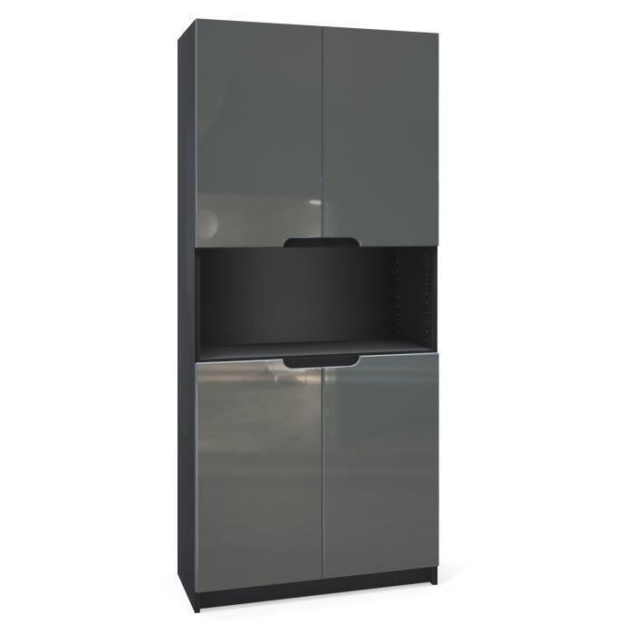 Vladon Armoire de bureau Rangement Logan V2 Corps en Noir mat