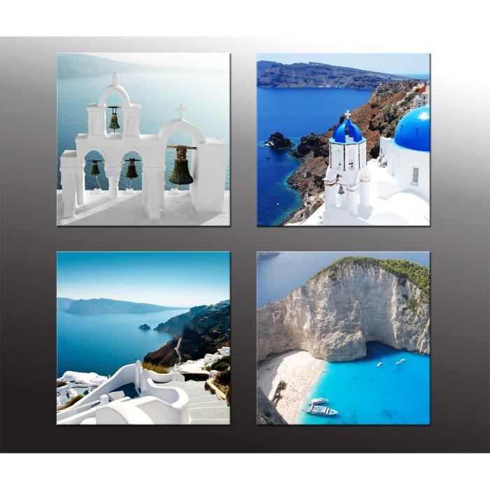 Bilderdepot24 Ensemble De Tableaux Grece De Achat Vente Tableau Toile Cdiscount