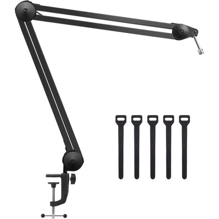 IXTECH Brazo de brazo – Micrófono giratorio ajustable de 360° de acero inoxidable resistente, soporte de mesa plegable con brazos de montaje estable para estudio de radio, podcast, juegos