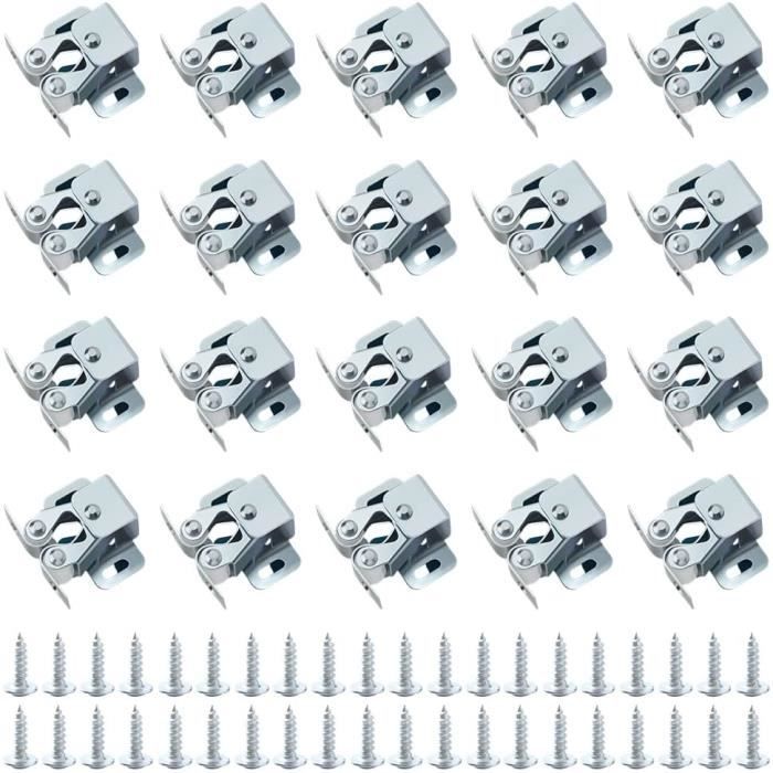 Fermeture Porte Placard 20 Pièces FermePortes Métallique Acier Double