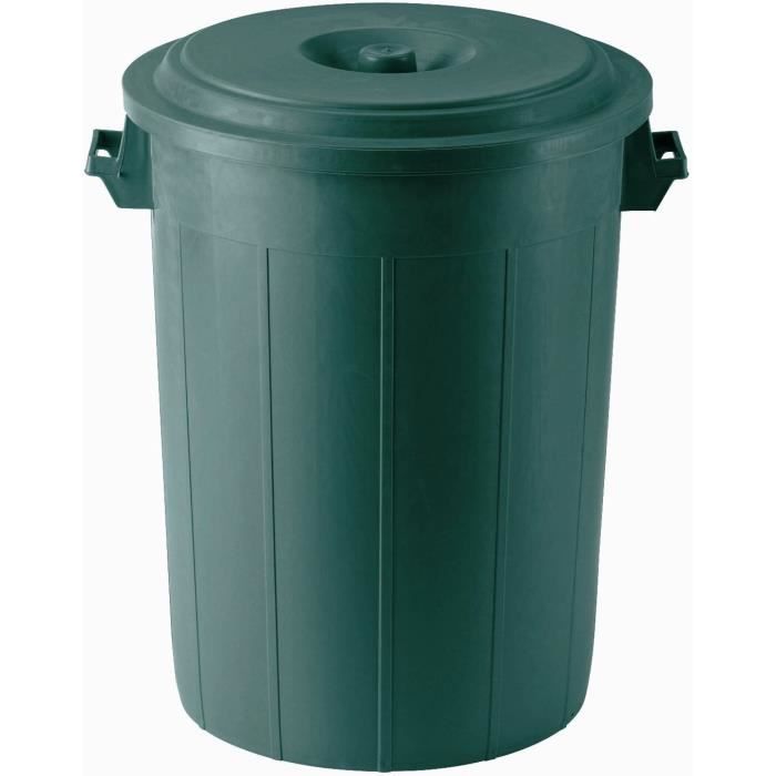 Poubelle Extérieur 100 Litres Avec Couvercle – Noir – Double Poignée Robuste