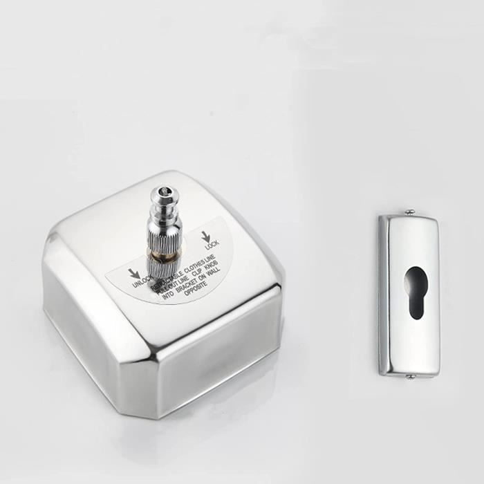 Corde à Linge Rétractable Acier Inoxydable 2,8 M - Pour Intérieur/extérieur - Support 15 Kg, Installation Murale Facile - 12