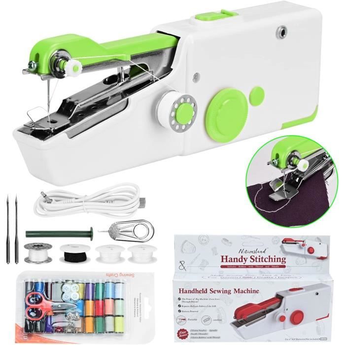 Mini Machine à Coudre Portable - Kit Débutant Avec Ciseaux, Fil, Aiguilles - Pour Dépannage, Couture Légère, Voyages