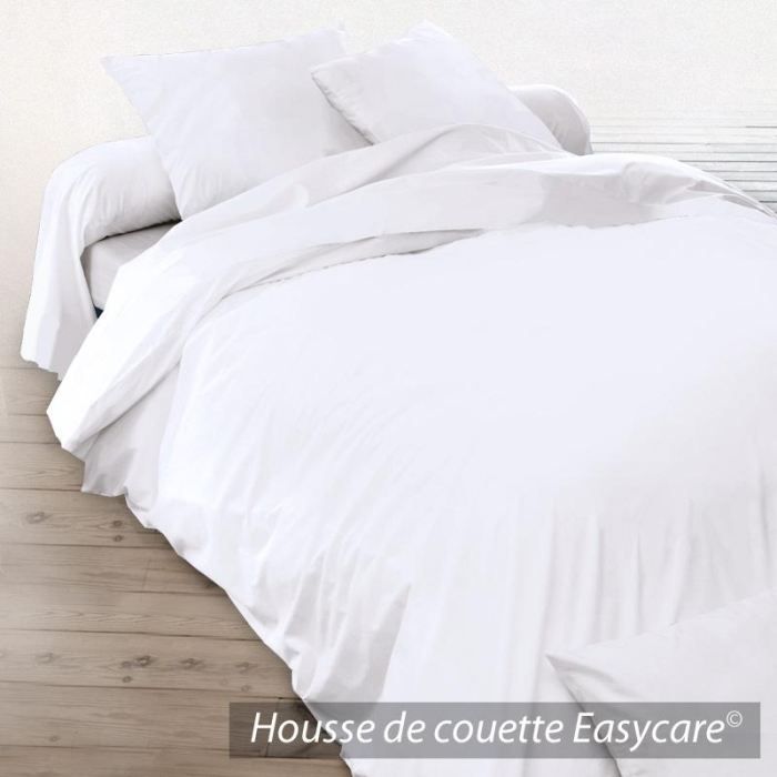 Housse D Edredon 140x150 Coton Uni Blanc Cdiscount Maison
