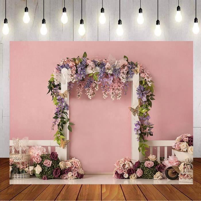 YongFoto 3x2m Vinyle Toile De Fond Décoration Florale Pour Cérémonie Mariage Vases Avec Des Fleurs Fraîches Fond Décors Studio Photo Cérémonie Mariage Video Vacances Fete Photobooth Photographie Props