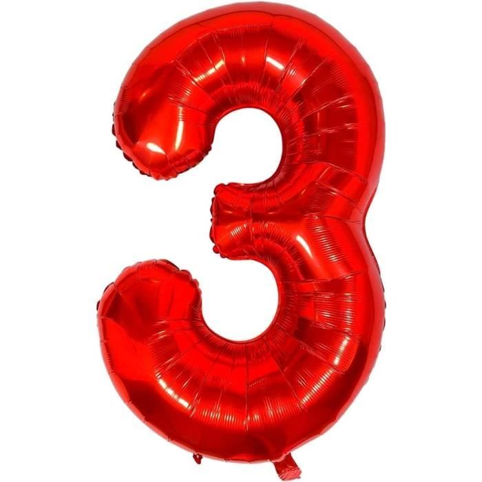 Ballon 3 Ans Rouge Xxl - Ballon Anniversaire 3 Ans Decoration, Ballon  Chiffre 3, Happy Birthday Fête Deco Kit Numero Nombre G[N1895] - Cdiscount  Maison