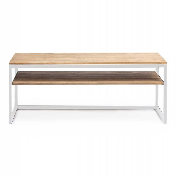 meuble de television icub 100x40x45cm avec etagere blanc finition vieillie en bois de pin massif style industriel box furniture cdiscount maison