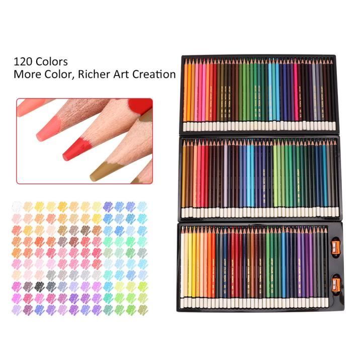 120 Crayon De Couleurs Professionnel pour Enfants et Adultes id/éal pour les livres de coloriage et comme fournitures scolaires Mines de qualit/é artiste douces et aux couleurs /éclatantes