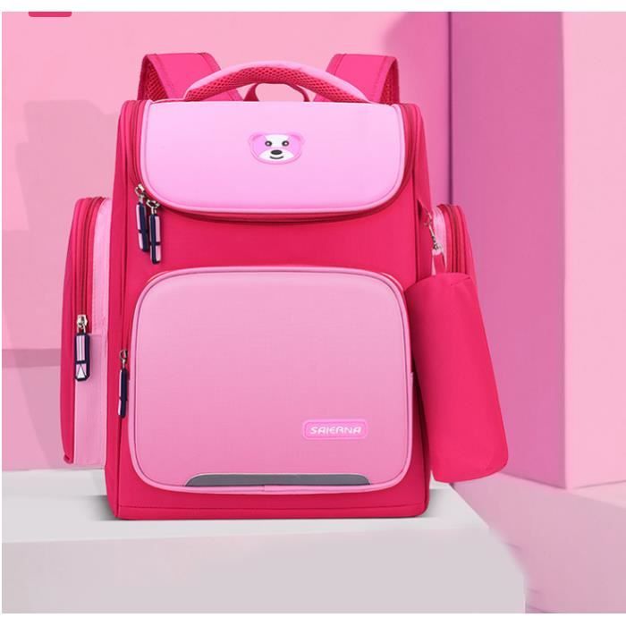 Cartable Fille Sac a Dos Enfant Toile Fermeture eclair Impermeable Sac a Dos Classe 1 6 Leger Sports Ecole Voyage Etanche Backpack
