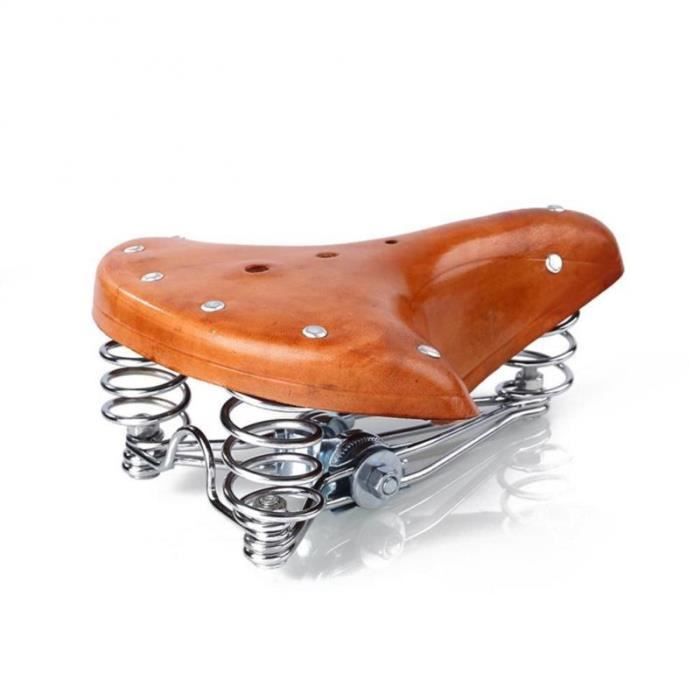 Selle De Vélo Vintage En Cuir Véritable TentHome - Confort Et Style Rétro Pour Tous Types De Vélos