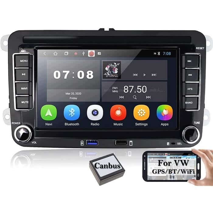 Pour Autoradio Android 7'' Écran Tactile Audio De Voiture Navigation GPS  Sans Fil Radio Pour VW Pour Skoda 2G+64GB
