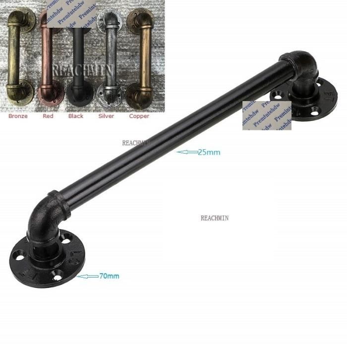 Quincaillerie De Porte De Grange Rustica 2 En Fer à Cheval - Noir Mat, Pour Porte Plate