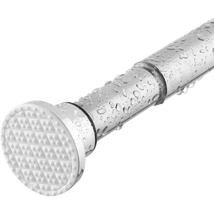 Tringle Rideau Douche Télescopique Tiemlet - 74-255cm - Argenté - Sans Perçage