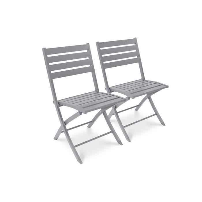 lot de 2 chaises de jardin en aluminium gris - city garden - marius - pliant - extérieur - meuble de jardin