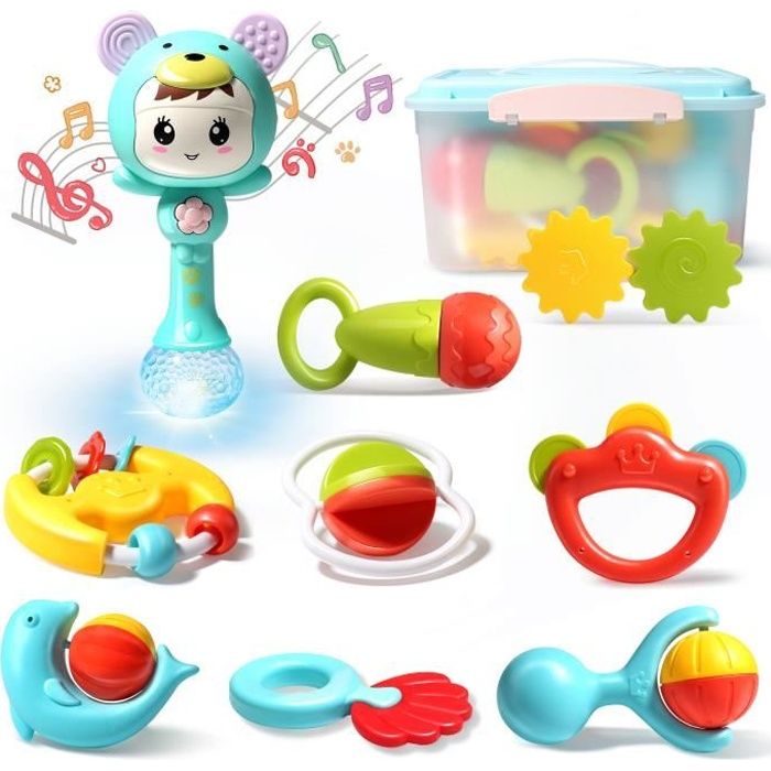 Cute Stone 9 Pcs Bebe Hochets Anneaux De Dentition Ensemble Electronique Hochet Shaker Musical Jouet Lit Jouet Cdiscount Puericulture Eveil Bebe