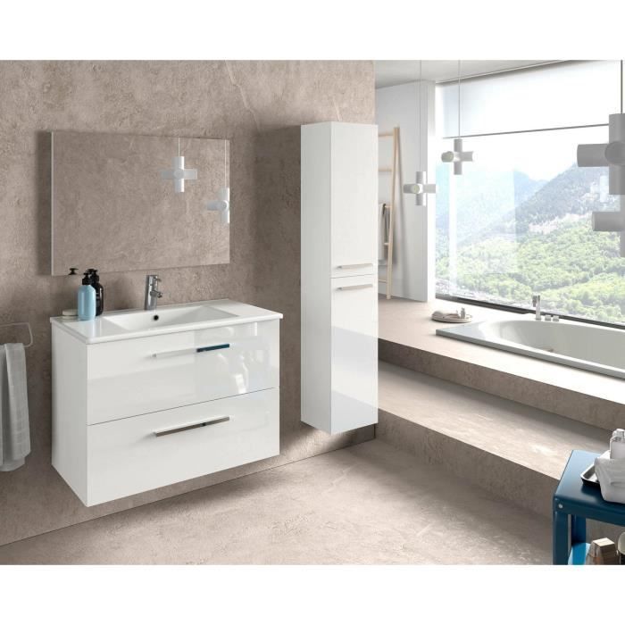 dmora - colonne de salle de bains alexandria, meuble colonne pour salle de bain avec 2 portes, 30x25h150 cm, blanc brillant